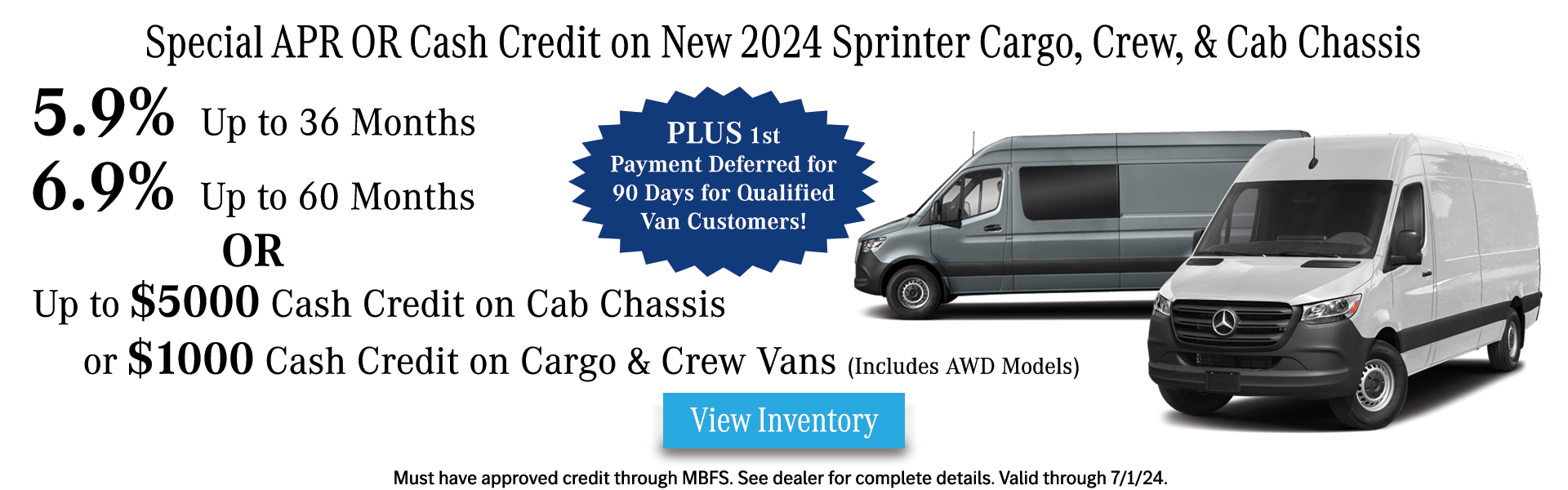 Special APR on New 2024 Sprinters